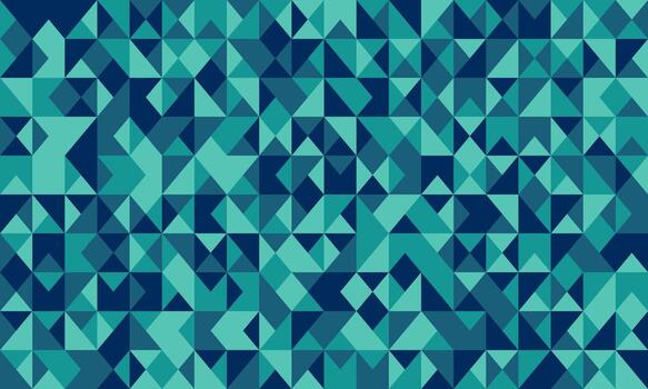 Abstract teal and navy blue geometric triangle mosaic pattern. Ideal for website backgrounds, presentations, or textile designs. Represents complexity, unity, or modern technology. vector