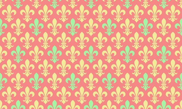 A colorful pattern with fleur de lis on pink background vector