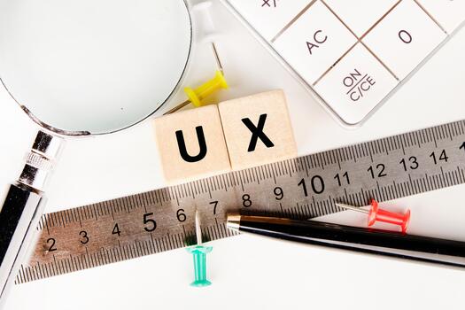 ux usuario experiencia desarrollo y diseño concepto. el abreviatura ux hecho de de madera cubitos en un ligero fondo, parte superior ver foto