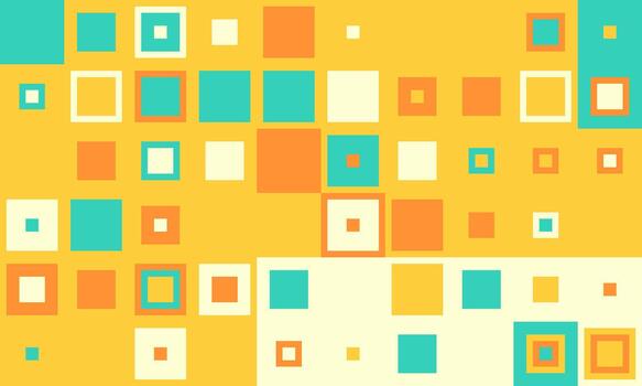 Vibrant abstract background featuring a playful arrangement of multicolored squares. vector