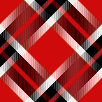 Classic tartan pattern in red, black, and white. Versatile design for textiles, backgrounds, and festive themes. Evokes tradition, warmth, and style. vector