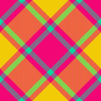 Vibrant plaid pattern with intersecting lines, ideal for fashion design, textiles, backgrounds, or creative projects seeking a bold, colorful, and eyecatching texture. vector