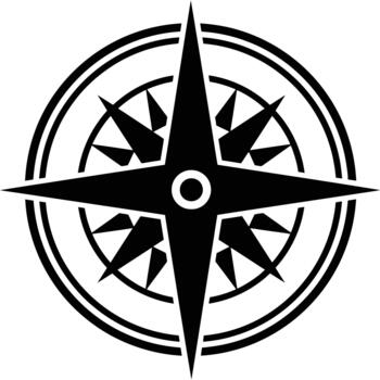 Compass Rose with Circle and Geometric Design vector