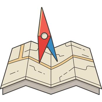 Map and Compass Navigating Adventure's Path Ahead vector