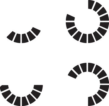 Four transparent segmented circular shapes on a white background vector
