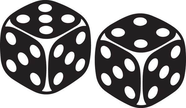 Two transparent dice showing different numbers of dots vector