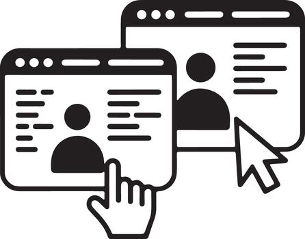 Digital profile selection and navigation on computer screens vector