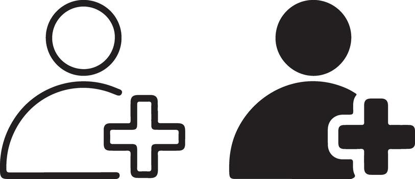 User icon with plus sign for adding new accounts vector