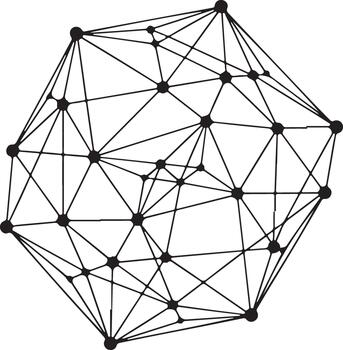 Abstract network structure with connected nodes and lines vector
