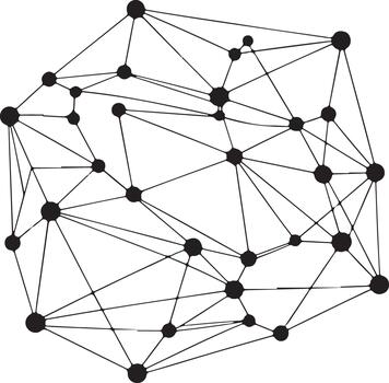 Abstract network of interconnected nodes and lines vector