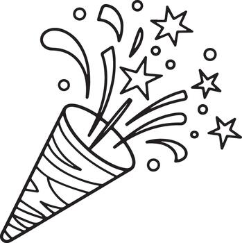 mano dibujado papel picado corchete explotando con estrellas y círculos vector