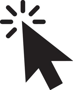 transparent computer mouse cursor clicking with light rays vector