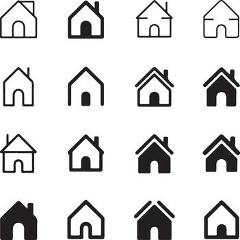 Collection of simple house icons in various styles vector