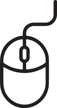 Simple outline icon of a wired computer mouse vector