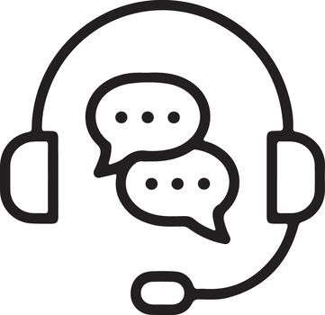 Headset with speech bubbles icon representing communication and support vector