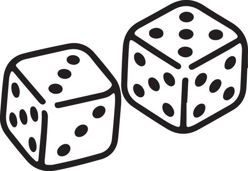 Hand drawn illustration of two dice showing different numbers vector