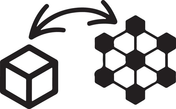 cubo transforma dentro un hexagonal enrejado estructura vector