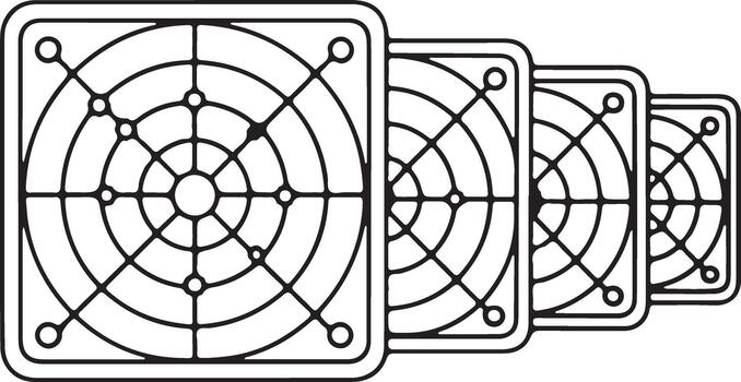 Row of computer fan grills in a line vector