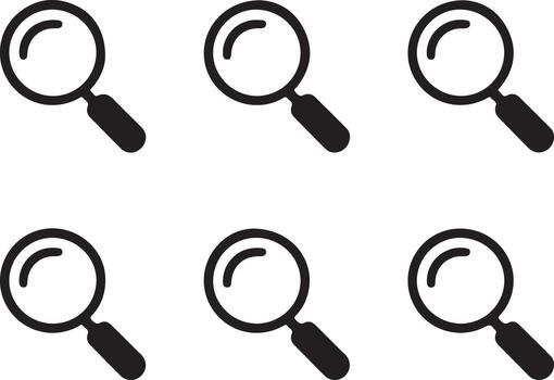Multiple magnifying glass icons arranged in a grid pattern vector