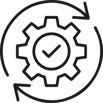 automatizado proceso con engranaje y marca de verificación icono vector