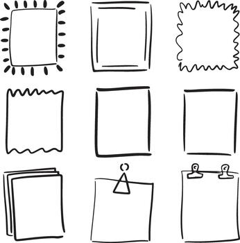 Hand Drawn Sketch Frame Borders Elements Set Simple Doodle Flat Illustration vector