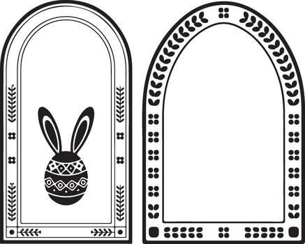 Graceful Arched Frame Collection Botanical Gateway with Easter Icon for Decorative Use Art vector