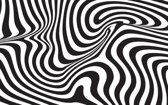Wavy Lines Op Art Optical Illusion Curve Swirl Pattern on See Through Surface vector