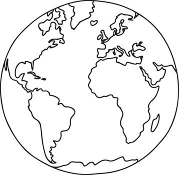 tierra contorno demostración continentes con un minimalista globo estilo geografía conocimiento aprendizaje vector