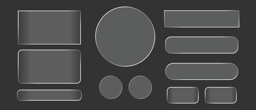 Liquid Glass UI Buttons Set in Modern Glossy Interface Design vector