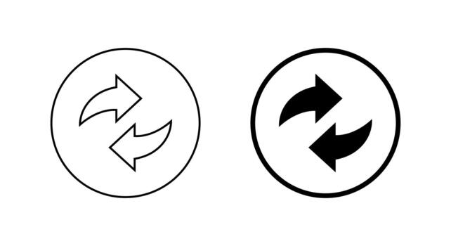 Swap and exchange arrow icon. Sync, refresh, and repeat sign in circular outline vector