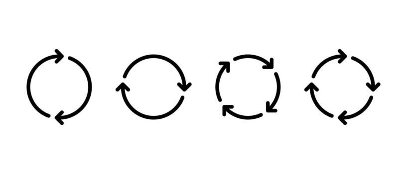 Cycle arrow icon set. Repeat, refresh, and reload symbol. Sync and rotation sign vector