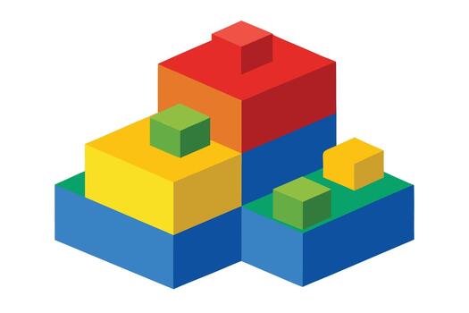 A colorful building with blocks on top vector