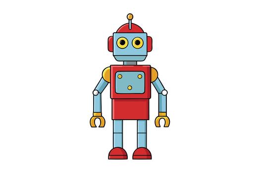A cartoon robot standing in front of a white background vector