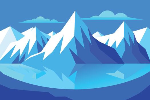 A mountain range with water and clouds vector