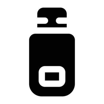 Solid black illustration of a USB flash drive. Minimalist silhouette style for data storage, tech, and digital device themes vector