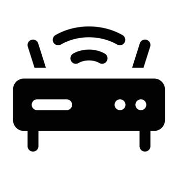 negro silueta de Wifi enrutador demostración inalámbrico señal ondas. Perfecto para Internet, conexión, y moderno tecnología diseño usos. vector