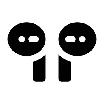 negro sólido auricular ilustración representando moderno portátil audio tecnología. adecuado para medios de comunicación aplicación ui, música plataforma, o tecnología infografía. vector