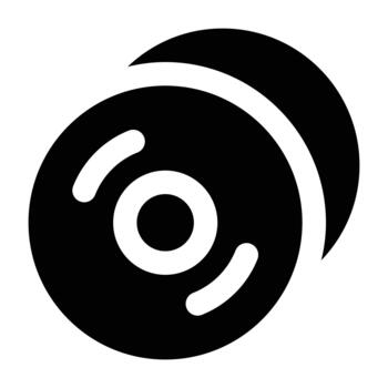 Black silhouette of DVD or CD disk symbolizing multimedia, data, and entertainment storage. Perfect for tech, media, and file-related themes. vector