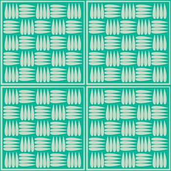 un repitiendo loseta diseño con mano dibujado lágrima formas de Costura motivo en cuadrado marco en verde sin costura modelo antecedentes. vector