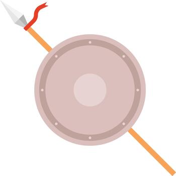 Shield and Spear Flat Illustration. Clean Icon Design Element on Isolated White Background vector