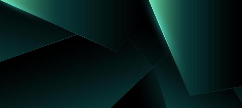 Abstract Green and Black Geometric Background with Modern Lines and Light vector