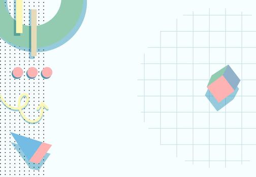 Retro Memphis Style Background Pastel Blue Geometric Elements with 90s Abstract Design and Minimal Aesthetic Frame vector