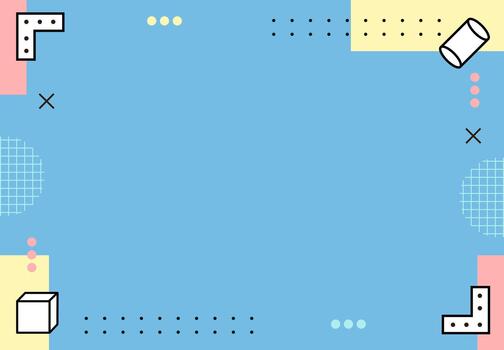 Memphis 90s Background Blue Geometric Design with Retro Abstract Shapes and Minimal Style vector