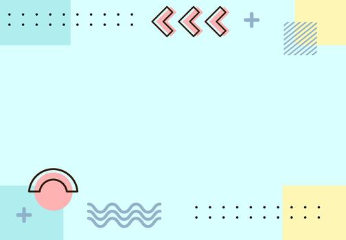 Memphis Pastel Background 90s Geometric Frame Design in Soft Blue with Minimal Doodle Elements vector