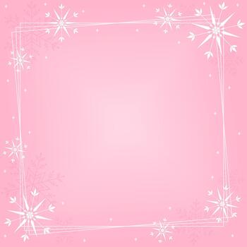 Pink Background Wallpaper With Square Border Frame And Sparkling Snowflakes In Winter vector