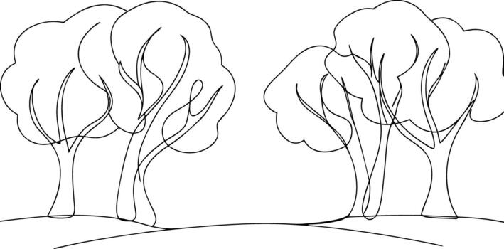 Two stylized trees with flowing branches and leaves vector