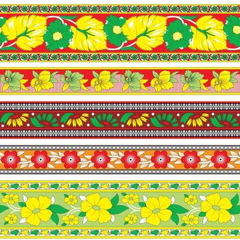 floral repeat border design illustration collection for textile design vector
