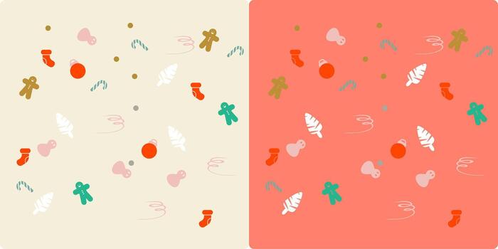 Cream Background Simple Christmas Object Pattern vector