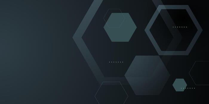 Abstract dark banner background with hexagon pattern element concept design. Futuristic background style. vector