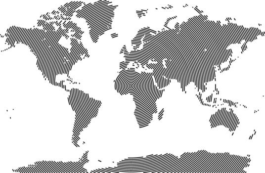 Digital round circle outline world map. Infographic geometric outline pattern universe vector